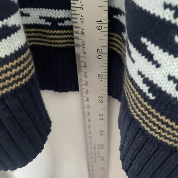 Lucky Brand Women’s L Cardigan Sweater Open Shawl Collar Aztec Southwest Blue - Picture 8 of 8